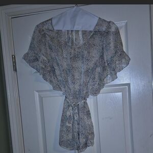 Elegant Floral Tie-Waist Blouse